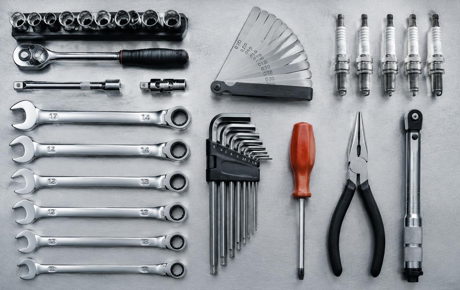 Tools and spark plugs (illustrative)